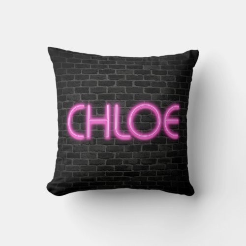 CHLOE In Neon Marquee Lights  Throw Pillow