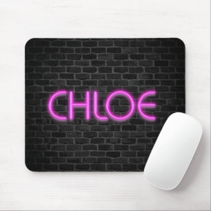 CHLOE In Pink Neon Lights Mouse Pad