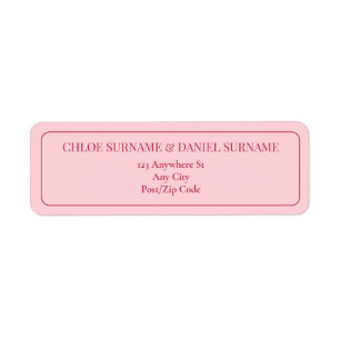 CHLOE Modern Bold Pink RSVP Return Address Label