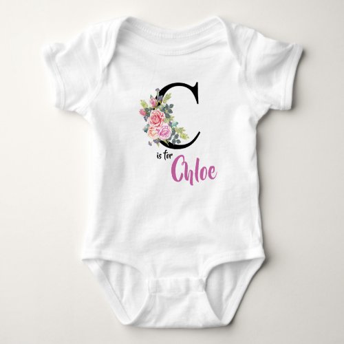 Chloe Name Baby Outfit Letter C Romper Floral