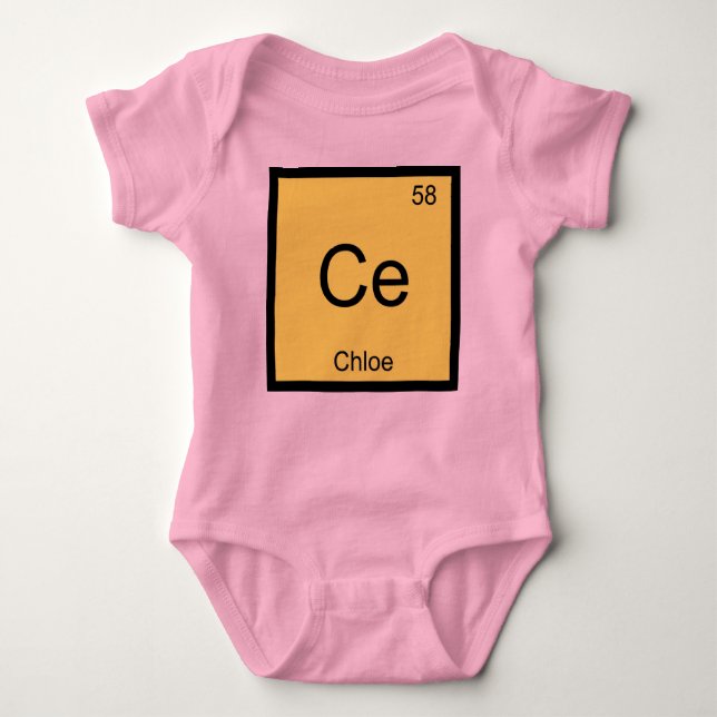 Chloe Name Chemistry Element Periodic Table Baby Bodysuit (Front)