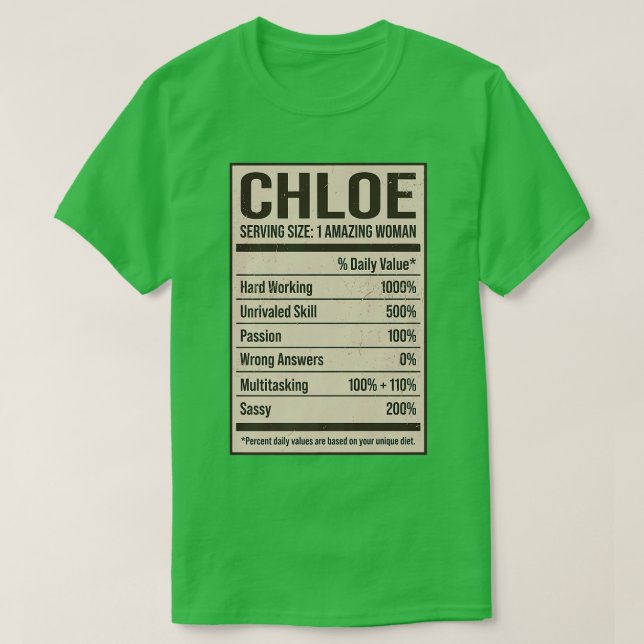 Chloe Nutrition Facts Name Nickname Alias Title Fr T-Shirt (Design Front)