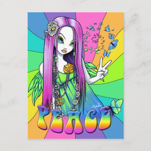 Chloe Peace Hippie Rainbow Fairy Postcard