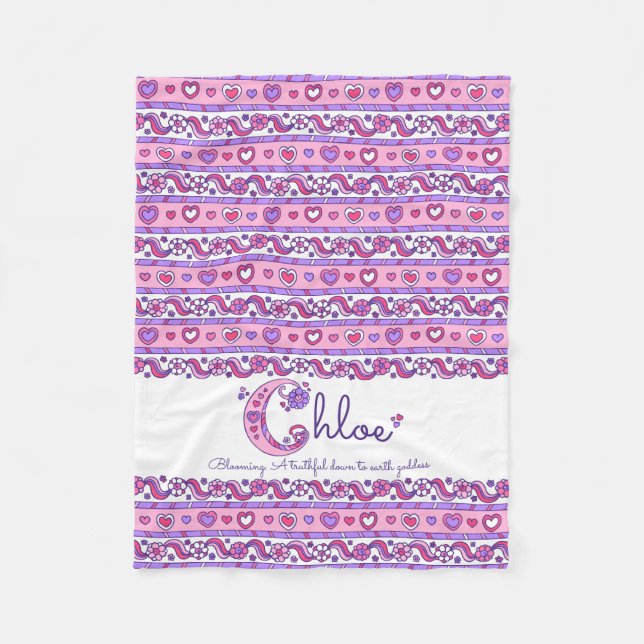 Chloe personalized C name meaning kids blanket (Front)