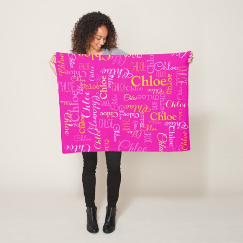 Chloe personalized short name hot pink blanket