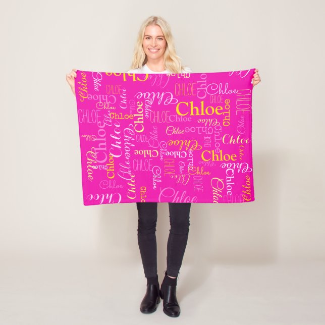 Chloe personalized short name hot pink blanket (In Situ)