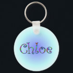 Chloe Rainbow Keychain<br><div class="desc">The feminine name in a colorful rainbow design on a blue-green and purple background.</div>