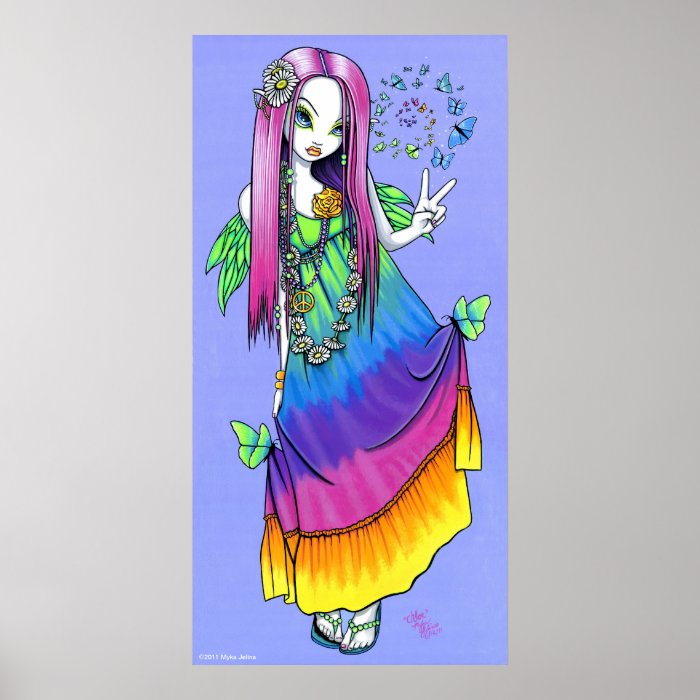 "Chloe" Rainbow Peace Hippie Fairy Poster