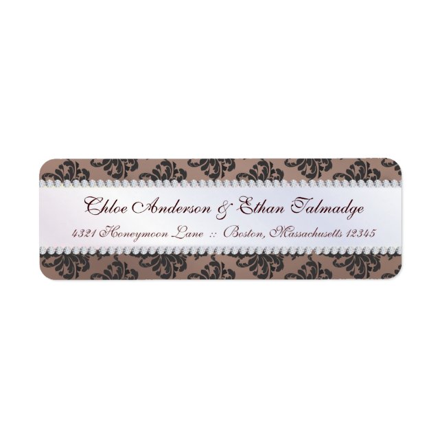 Chloe Silk Damask Couples Address Label (Front)