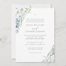Chloe Simple Elegant Greenery Christian Wedding Invitation Zazzle