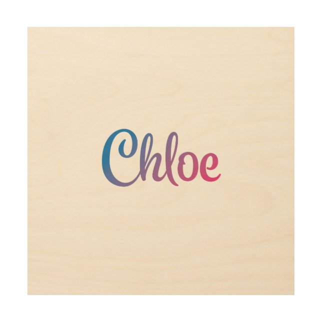 Chloe Stylish Cursive Wood Wall Art (Front)