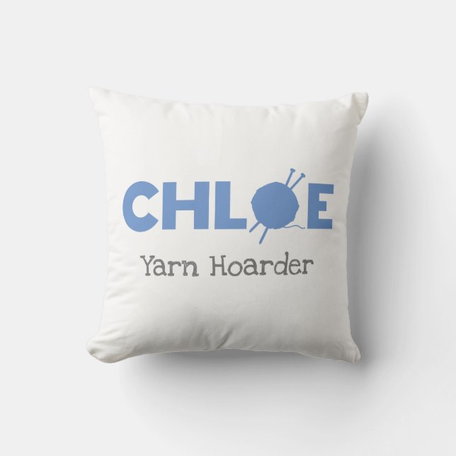Chloe Yarn Hoarder Throw Pillow (Front)