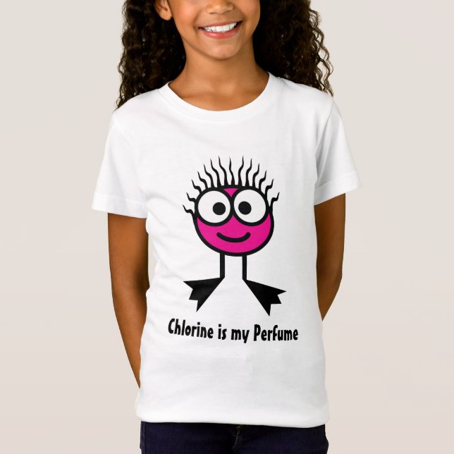 Chlorine is my Perfume - Pink Swim Character T-Shirt (Front)