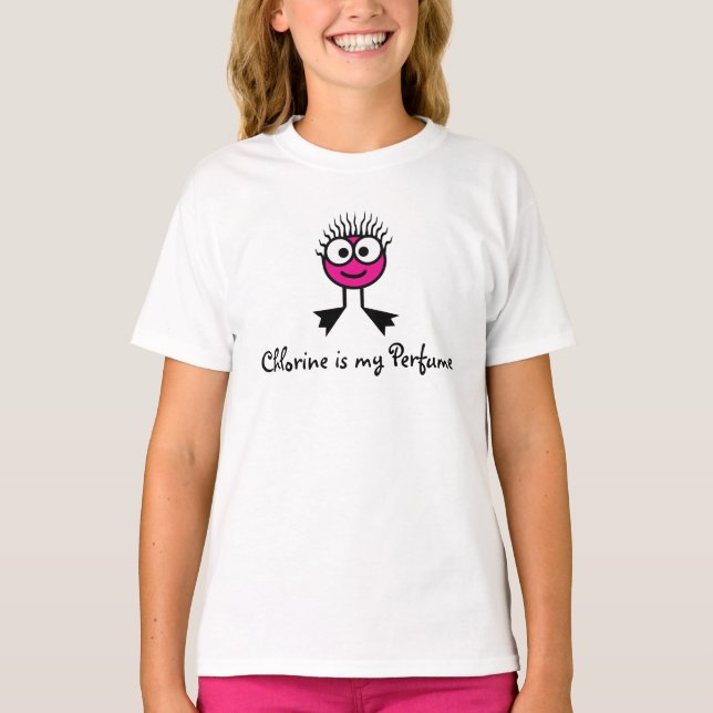Chlorine is my Perfume - Pink Swim  Character T-Shirt (Front)