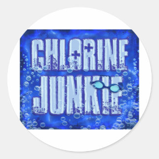 chlorine junkies classic round sticker