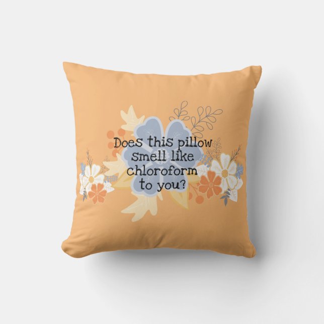 Chloroform Peach Grey Floral Flowers Throw Pillow (Front)