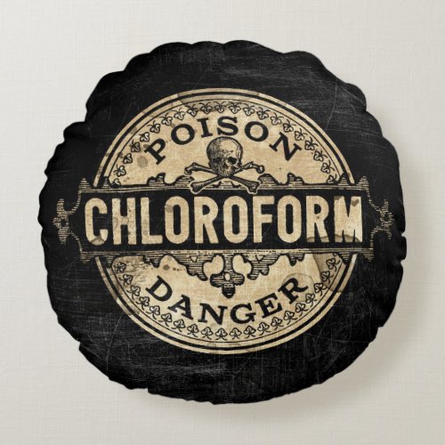 Chloroform Vintage Style Poison Label Round Pillow