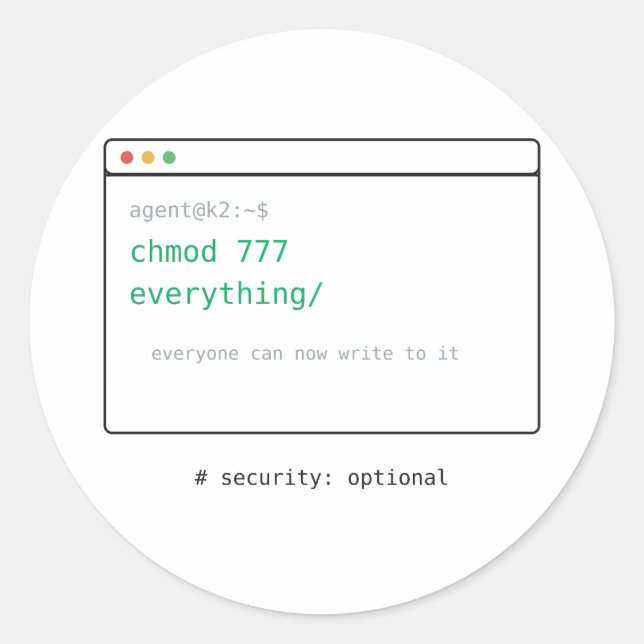 chmod 777 Everything - Dev Sticker Gift (Front)