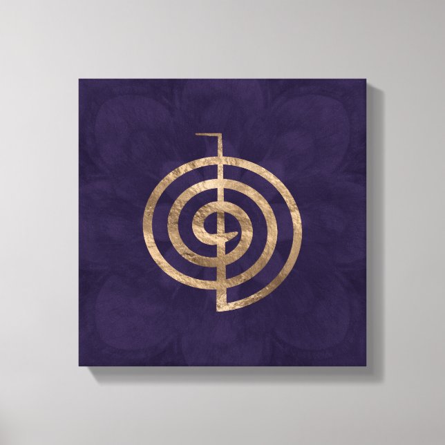 Cho Ku Rei - gold on purple lotus Canvas Print (Front)
