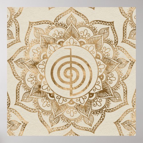 Cho Ku Rei _ pastel gold lotus mandala Poster