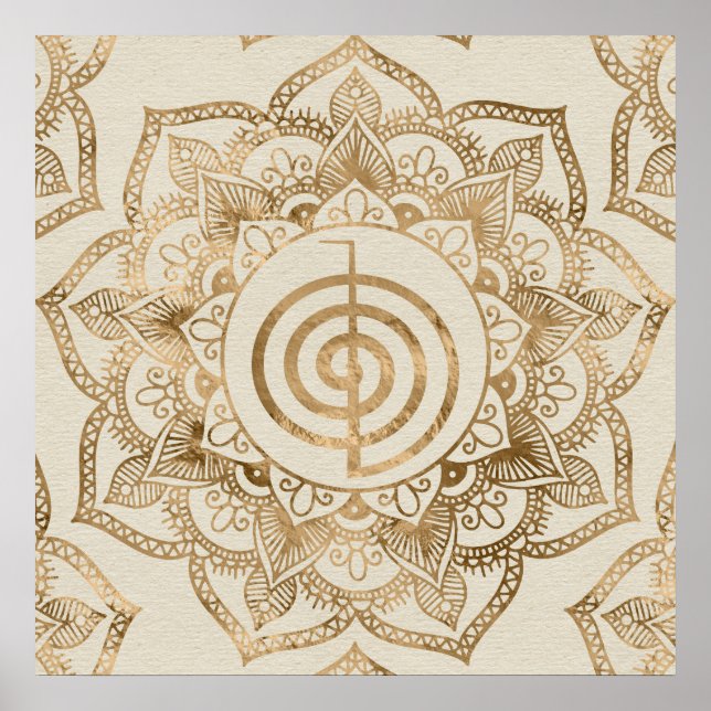 Cho Ku Rei - pastel gold lotus mandala Poster (Front)
