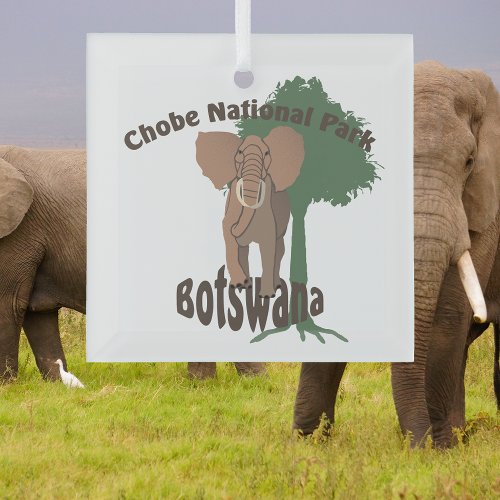 Chobe National Park Elephant Glass Ornament