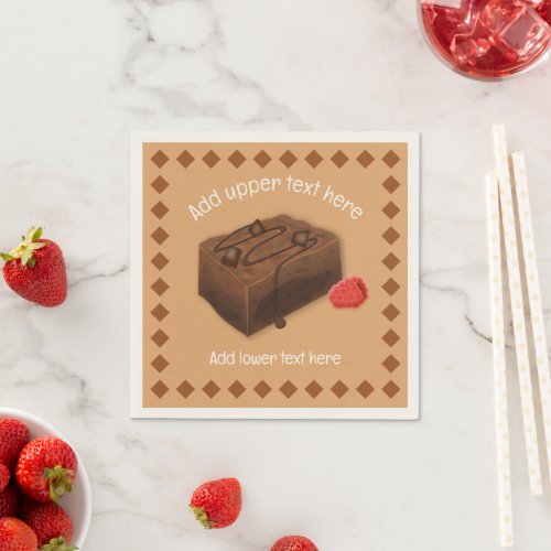 Choc Brownie Square and Raspberry _ your event on  Napkins