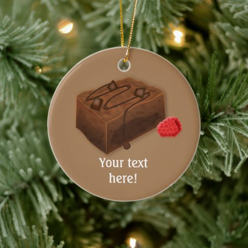Choc Chip Brownies with Raspberry your color Ceramic Ornament