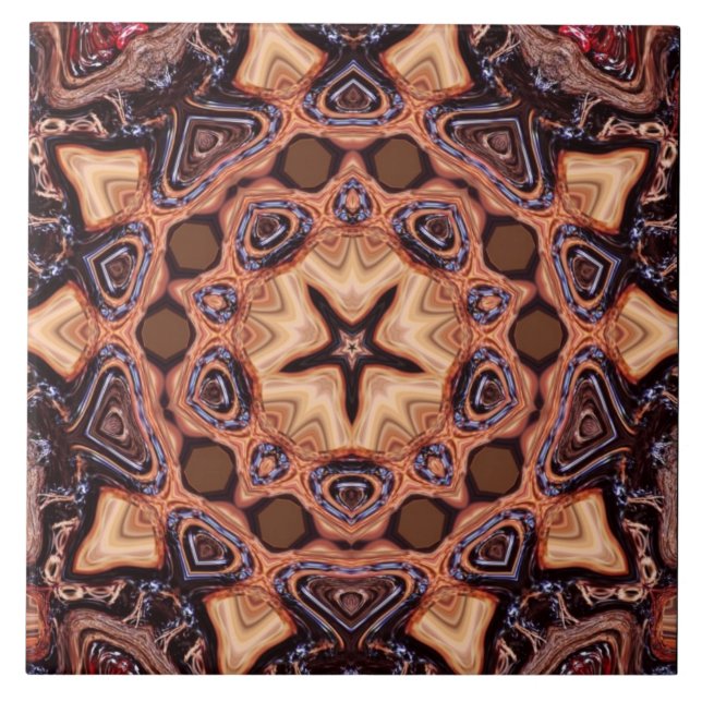 Choc Chip Mandala Geometry Ceramic Tile (Front)