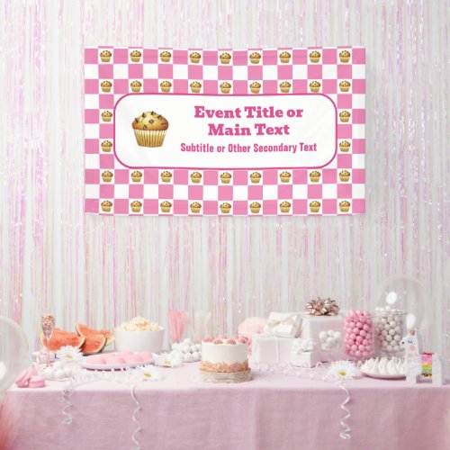 Choc_Chip Muffin Check Pink  White Custom Bake Banner