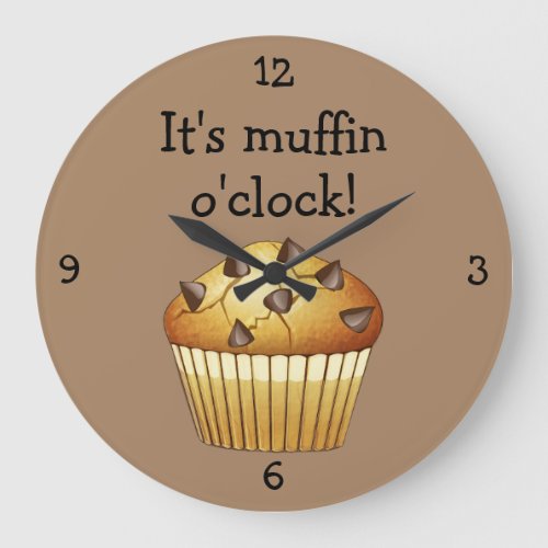 Choc Chip Muffin on Pale Coffee customizable Lar Large Clock