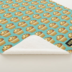 Choc Chip Muffins Pattern - Your own initials on Sherpa Blanket
