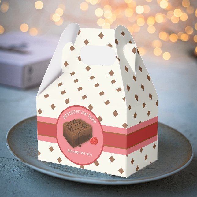 Choc Chunk Brownie - raspberry & brown - your text Favor Boxes (Creator Uploaded)
