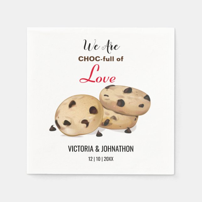 Choc-Full Of Love Cookie Thank You | Wedding Treat Napkins (Front)