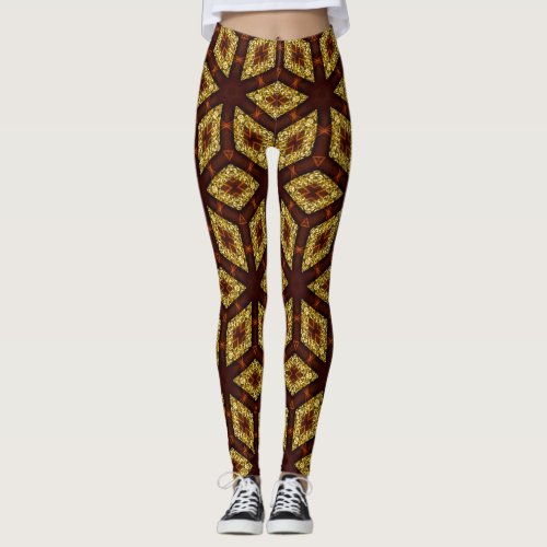 Choc Gold Root Chakra Pattern Leggings Psydefx