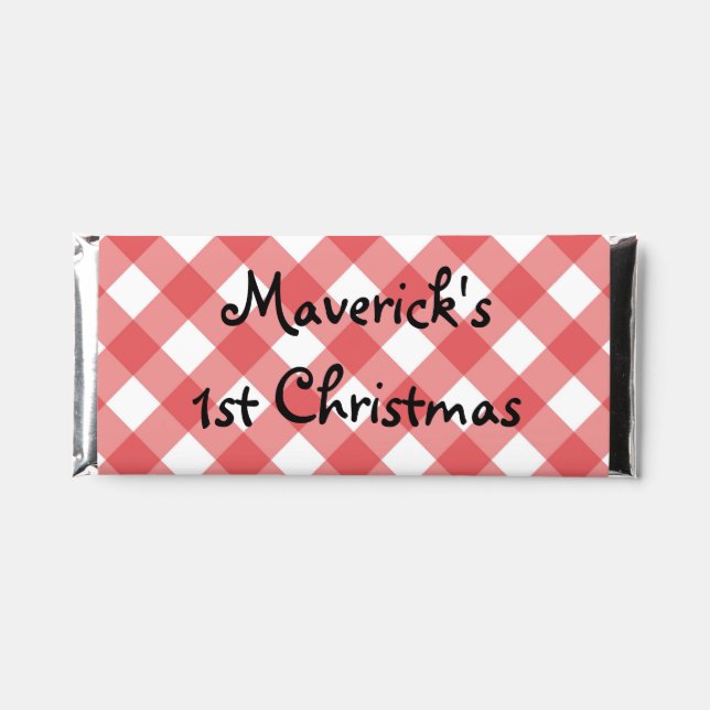 Choc Wrapper - printed Christmas D2 background Hershey Bar Favors (Front)
