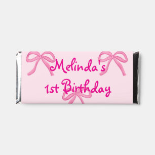 Choc Wrapper - printed Pink Crocket background Hershey Bar Favors