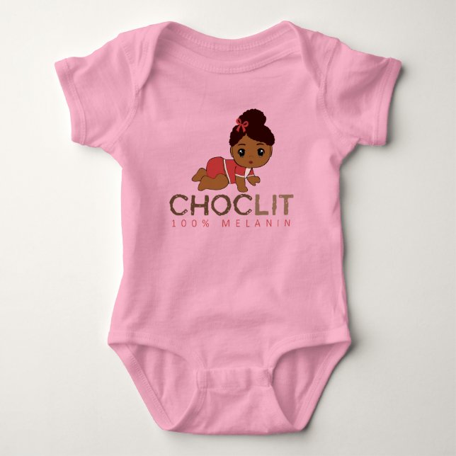 Choclit: 100% Melanin Baby Girl Baby Bodysuit (Front)
