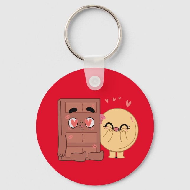 Choco And Pancake Couples Love Valentine Matching  Keychain (Front)