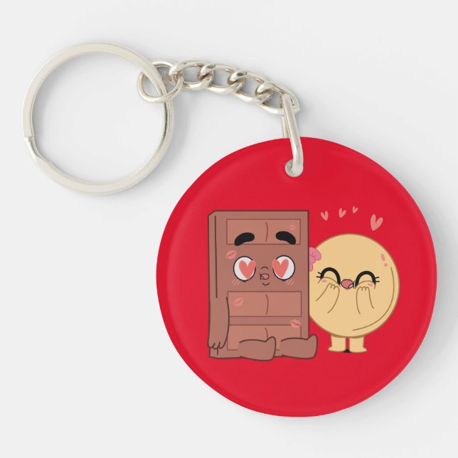 Choco And Pancake Couples Love Valentine Matching  Keychain (Front)