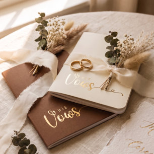 Choco Brown Ivory Wedding Foil Vow Books