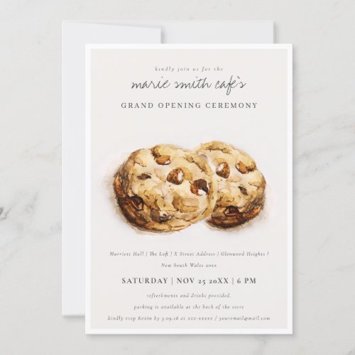 Choco Chip Cookies Caf Grand Opening Invite