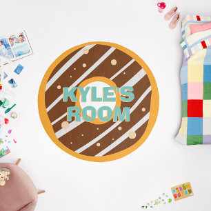 Choco Donut Fun Boy Bedroom or Kids Playroom Round Rug