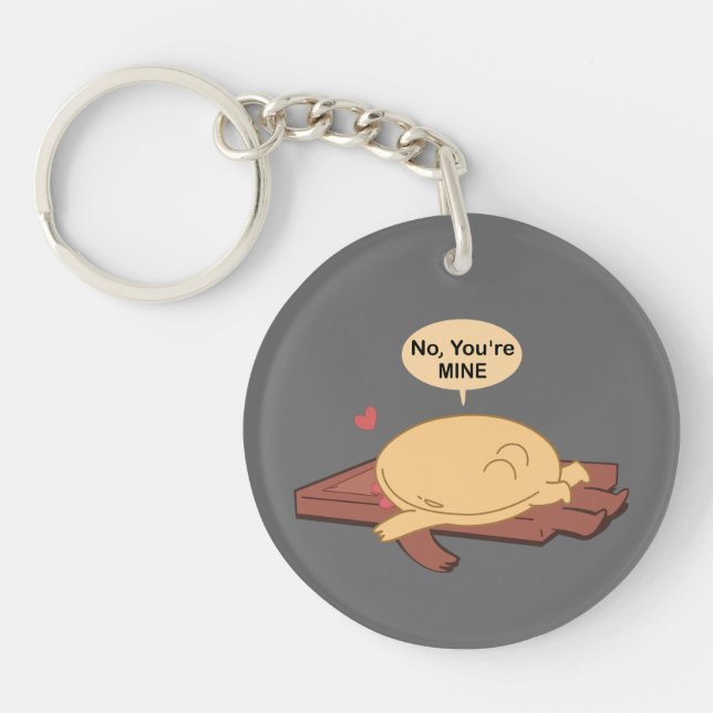 Choco Pancake Cute Lovers Together Keychain (Front)