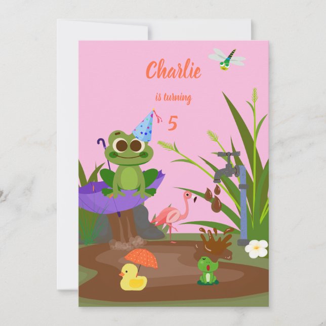 Choco Pond Froggy Fun birthday Invitation (Front)