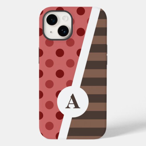 Choco Strawberry Polka Dot and Stripe Pattern Case_Mate iPhone 14 Case