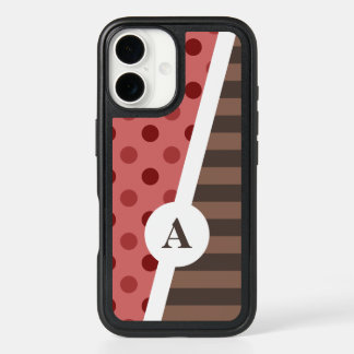 Choco Strawberry Polka Dot and Stripe Pattern iPhone 16 Case
