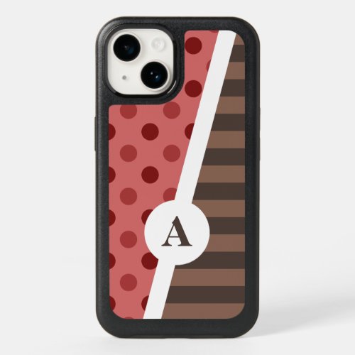 Choco Strawberry Polka Dot and Stripe Pattern OtterBox iPhone 14 Case