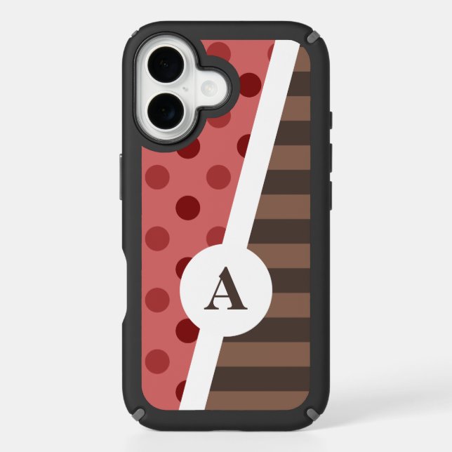 Choco Strawberry Polka Dot and Stripe Pattern Speck iPhone Case (Front)