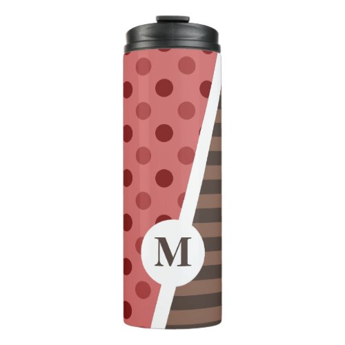 Choco Strawberry Polka Dots and Stripes Monogram Thermal Tumbler